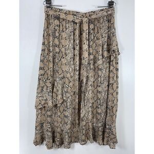 NWOT American Eagle Outfitters Women Animal Print Ruffle Skirt L. Elastic Waist